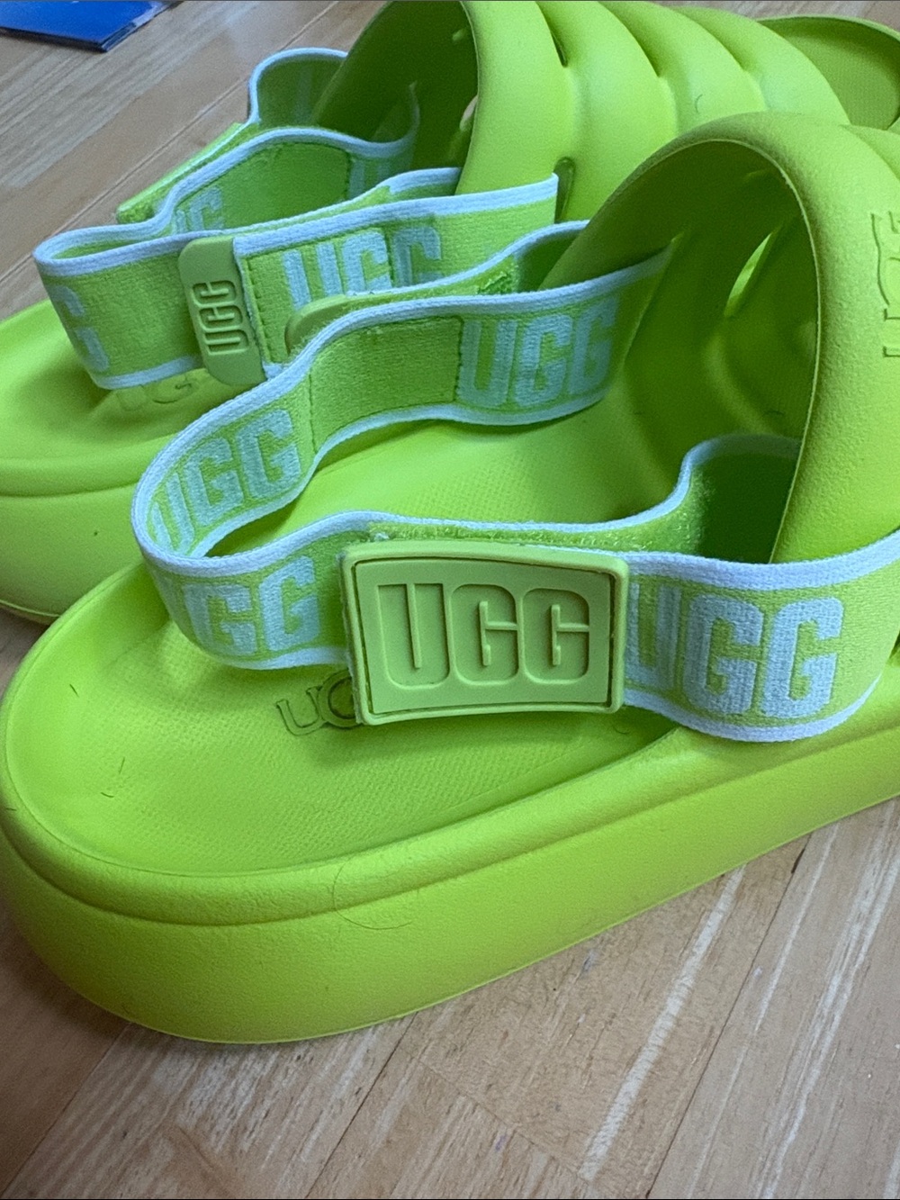 UGG Neon Lime Slide Sandals - Picture 5 of 6
